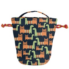 Seamless-pattern-with-cats Drawstring Bucket Bag by Jancukart