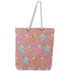 Cute-kawaii-kittens-seamless-pattern Full Print Rope Handle Tote (large) by Jancukart