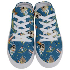 Seamless-pattern-funny-astronaut-outer-space-transportation Half Slippers