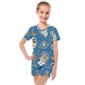 Seamless-pattern-funny-astronaut-outer-space-transportation Kids  Mesh Tee and Shorts Set View1