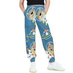 Seamless-pattern-funny-astronaut-outer-space-transportation Kids  Elastic Waist Pants by Jancukart