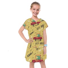 Childish-seamless-pattern-with-dino-driver Kids  Drop Waist Dress by Jancukart