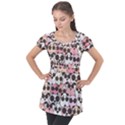 Cute-dog-seamless-pattern-background Puff Sleeve Tunic Top View1