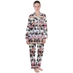 Cute-dog-seamless-pattern-background Satin Long Sleeve Pajamas Set by Jancukart