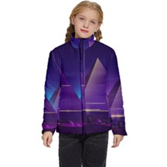 Egyptian-pyramids-night-landscape-cartoon Kids  Puffer Bubble Jacket Coat by Jancukart