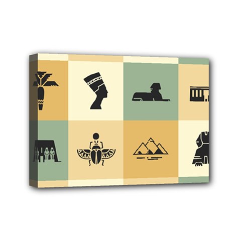 Egyptian-flat-style-icons Mini Canvas 7  X 5  (stretched) by Jancukart