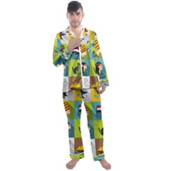Egypt-travel-items-icons-set-flat-style Men s Long Sleeve Satin Pajamas Set