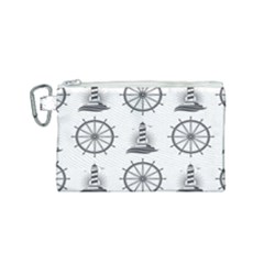 Marine-nautical-seamless-pattern-with-vintage-lighthouse-wheel Canvas Cosmetic Bag (small) by Jancukart