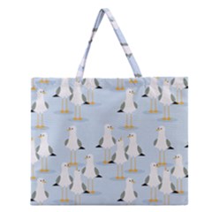 Cute-seagulls-seamless-pattern-light-blue-background Zipper Large Tote Bag