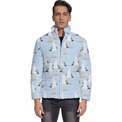 Cute-seagulls-seamless-pattern-light-blue-background Men s Puffer Bubble Jacket Coat by Jancukart
