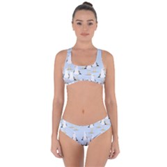 Cute-seagulls-seamless-pattern-light-blue-background Criss Cross Bikini Set by Jancukart