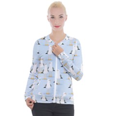 Cute-seagulls-seamless-pattern-light-blue-background Casual Zip Up Jacket