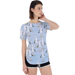 Cute-seagulls-seamless-pattern-light-blue-background Perpetual Short Sleeve T-shirt by Jancukart