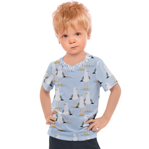 Cute-seagulls-seamless-pattern-light-blue-background Kids  Sports Tee by Jancukart