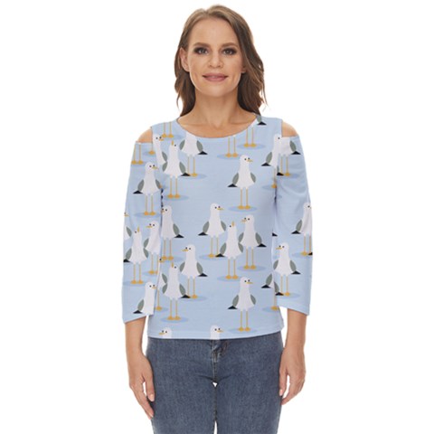 Cute-seagulls-seamless-pattern-light-blue-background Cut Out Wide Sleeve Top by Jancukart