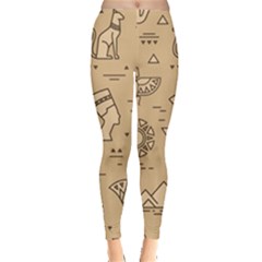 Egyptian-seamless-pattern-symbols-landmarks-signs-egypt Leggings 