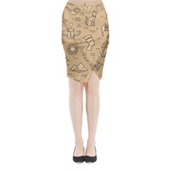 Egyptian-seamless-pattern-symbols-landmarks-signs-egypt Midi Wrap Pencil Skirt