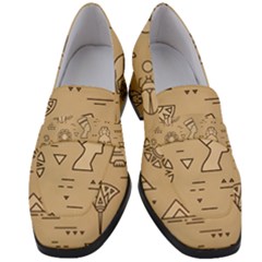 Egyptian-seamless-pattern-symbols-landmarks-signs-egypt Women s Chunky Heel Loafers
