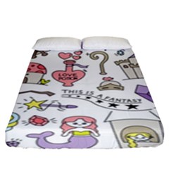 Fantasy-things-doodle-style-vector-illustration Fitted Sheet (King Size)