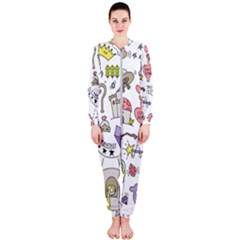 Fantasy-things-doodle-style-vector-illustration OnePiece Jumpsuit (Ladies)