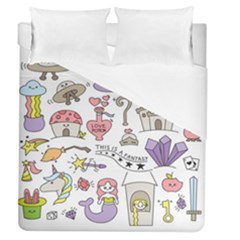 Fantasy-things-doodle-style-vector-illustration Duvet Cover (Queen Size)