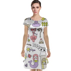 Fantasy-things-doodle-style-vector-illustration Cap Sleeve Nightdress