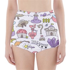 Fantasy-things-doodle-style-vector-illustration High-Waisted Bikini Bottoms