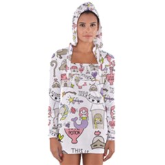 Fantasy-things-doodle-style-vector-illustration Long Sleeve Hooded T-shirt