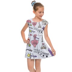 Fantasy-things-doodle-style-vector-illustration Kids  Cap Sleeve Dress