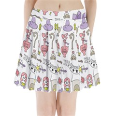 Fantasy-things-doodle-style-vector-illustration Pleated Mini Skirt