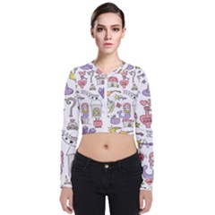 Fantasy-things-doodle-style-vector-illustration Long Sleeve Zip Up Bomber Jacket