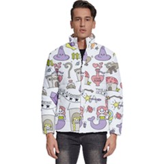Fantasy-things-doodle-style-vector-illustration Men s Puffer Bubble Jacket Coat