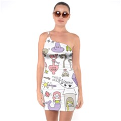 Fantasy-things-doodle-style-vector-illustration One Soulder Bodycon Dress