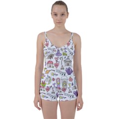 Fantasy-things-doodle-style-vector-illustration Tie Front Two Piece Tankini