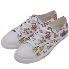 Fantasy-things-doodle-style-vector-illustration Men s Low Top Canvas Sneakers