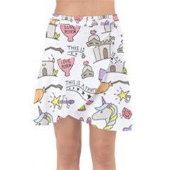 Fantasy-things-doodle-style-vector-illustration Wrap Front Skirt