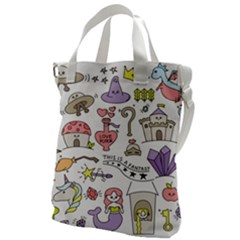 Fantasy-things-doodle-style-vector-illustration Canvas Messenger Bag