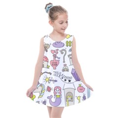 Fantasy-things-doodle-style-vector-illustration Kids  Summer Dress