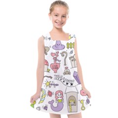 Fantasy-things-doodle-style-vector-illustration Kids  Cross Back Dress