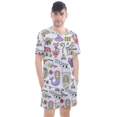 Fantasy-things-doodle-style-vector-illustration Men s Mesh Tee and Shorts Set