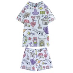 Fantasy-things-doodle-style-vector-illustration Kids  Swim Tee and Shorts Set