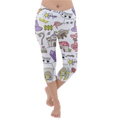 Fantasy-things-doodle-style-vector-illustration Lightweight Velour Capri Yoga Leggings