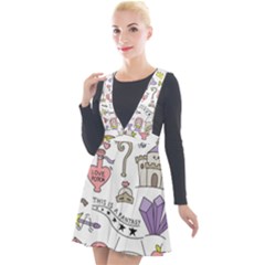 Fantasy-things-doodle-style-vector-illustration Plunge Pinafore Velour Dress