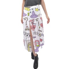 Fantasy-things-doodle-style-vector-illustration Velour Split Maxi Skirt