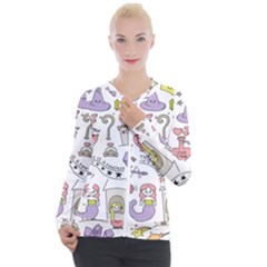 Fantasy-things-doodle-style-vector-illustration Casual Zip Up Jacket