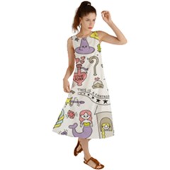 Fantasy-things-doodle-style-vector-illustration Summer Maxi Dress