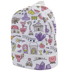 Fantasy-things-doodle-style-vector-illustration Zip Bottom Backpack