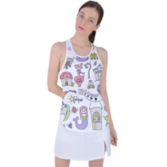 Fantasy-things-doodle-style-vector-illustration Racer Back Mesh Tank Top