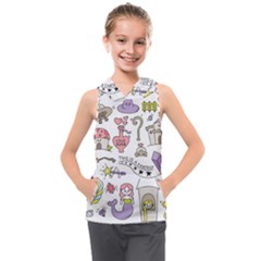 Fantasy-things-doodle-style-vector-illustration Kids  Sleeveless Hoodie
