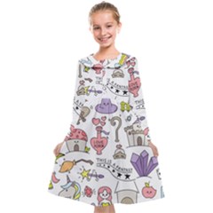 Fantasy-things-doodle-style-vector-illustration Kids  Midi Sailor Dress